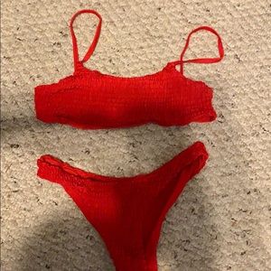 red bathing suit
